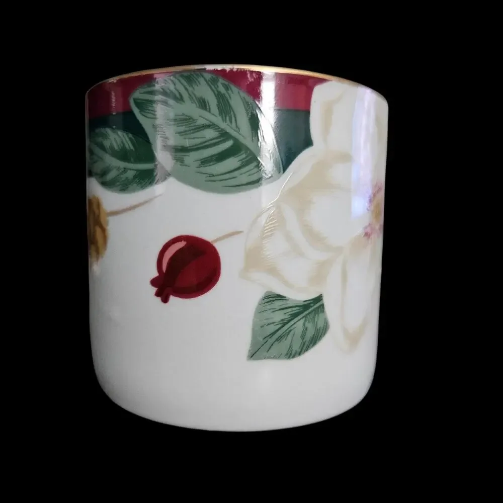 Tienshan Magnolia Fine China Coffee Tea Cups Set of 3 Floral Gold Trim